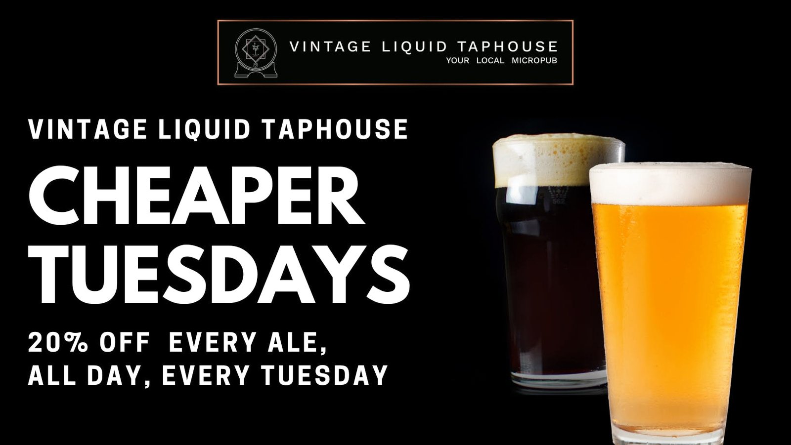Cheaper Tuesdays at Vintage Liquid Taphouse in Burntwood